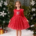 thumbnail image 2 of Hifoo Long Sleeve Girls Party Dress Snowflake Embroidery Gown Holiday Winter Formal Occasions Special Events Birthday Kids Christmas Solid Color O-Neck Dresses, 2 of 9