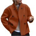 thumbnail image 2 of Ahabrexf Winter Jackets for Women, Vintage Brown Tweed Solid Winter Long Sleeve Fashion Coat, 2 of 9