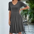 thumbnail image 6 of Bigersell Women's Club & Night Out Dresses Women's Dress V-Neck Short Sleeve Pocket Solid Pleated Everyday Dress Plus Size Dresses for Wedding Guest Women A-Line Dresses, Style 3726, Gray L, 6 of 8