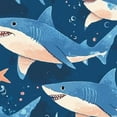 thumbnail image 6 of SHERONV Sharks Ocean Illustration Round Tablecloth Stain-Resistant 100% Polyester 54"-58, 6 of 8