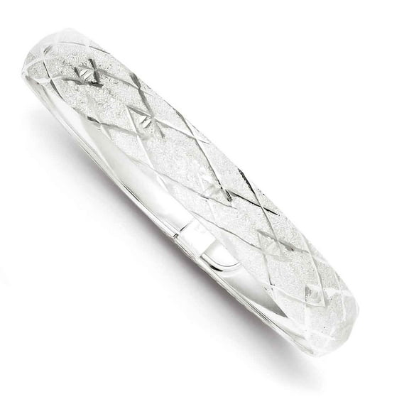 Primal Silver Sterling Silver 10mm Polished Diamond-cut and Textured Bangle