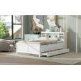 thumbnail image 4 of Newest Full Size Platform Bed with Storage Headboard, USB, Twin Size Trundle and 3 Drawers, White, 4 of 11