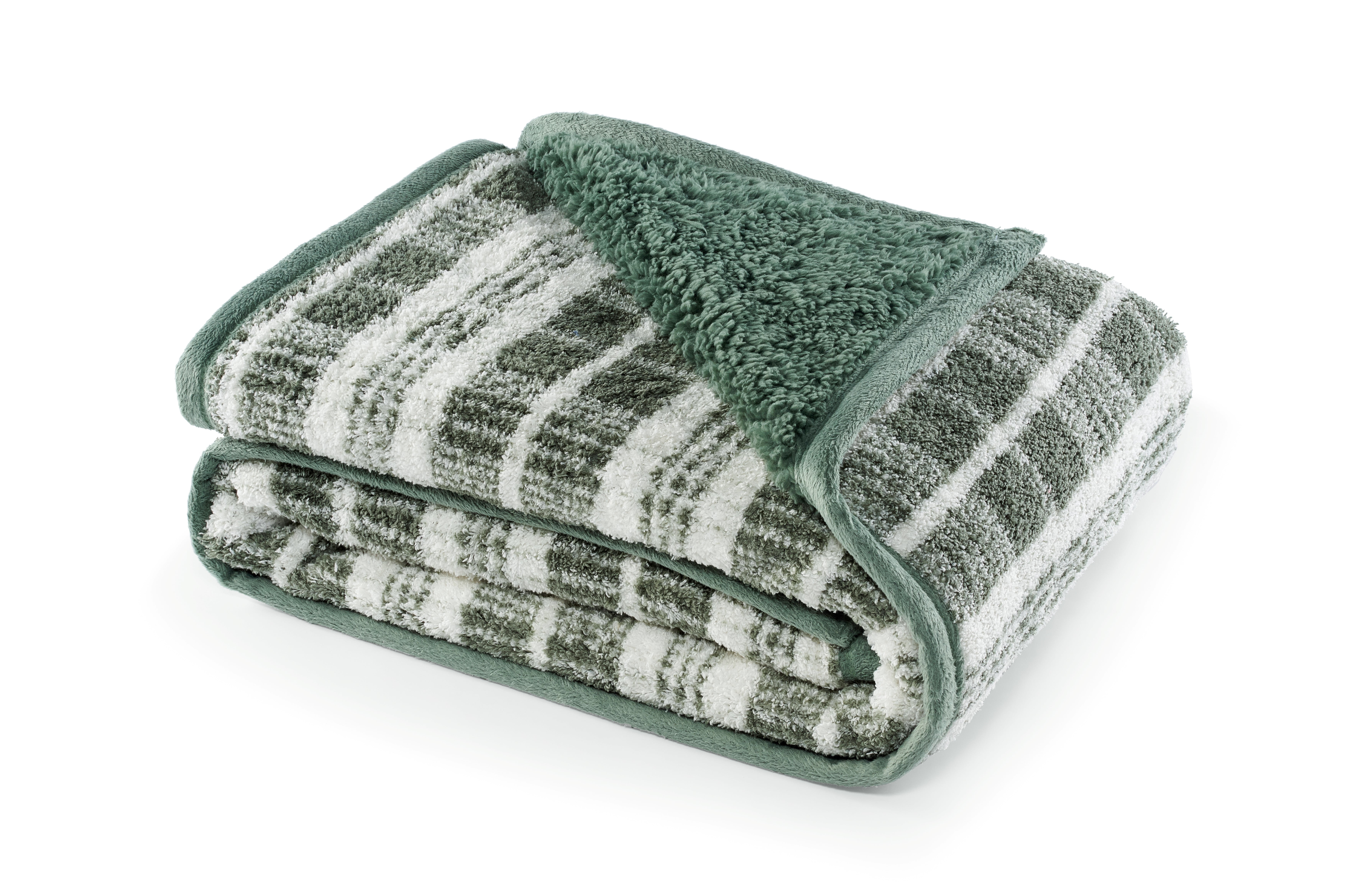 CBCHome Reversible Soft Sherpa Throw Blanket - Cute and Cozy Thick Throw for Couch, Warm Gifts for Women (Green Plaid, 50" x60")