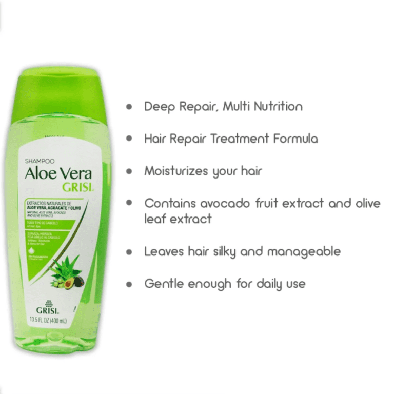 Grisi Aloe Vera Daily Shampoo, 13.5 fl oz, Moisturizing, Enriched with  Avocado & Olive Extracts for Dry, Damaged Hair - Walmart.com