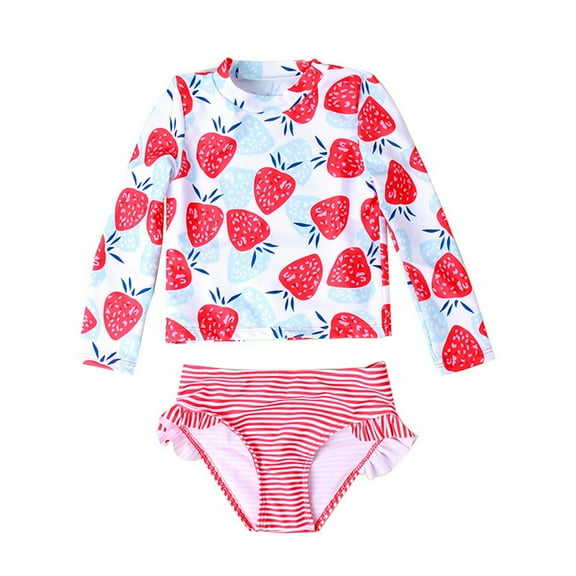 CHOYURME CHONYURM Girls Long Sleeve Rashguard Swimsuit Set Two Piece Bathing Suit with UPF 50 Sun Protection 2-8T