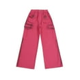 thumbnail image 3 of Gyexs Jeans for Girls Size 9-10 High Waist Parachute Pants Parachute Baggy Joggers Pants Heart Embroidered Denim Pants Girl Clothes Pink 9-10 Years, 3 of 8