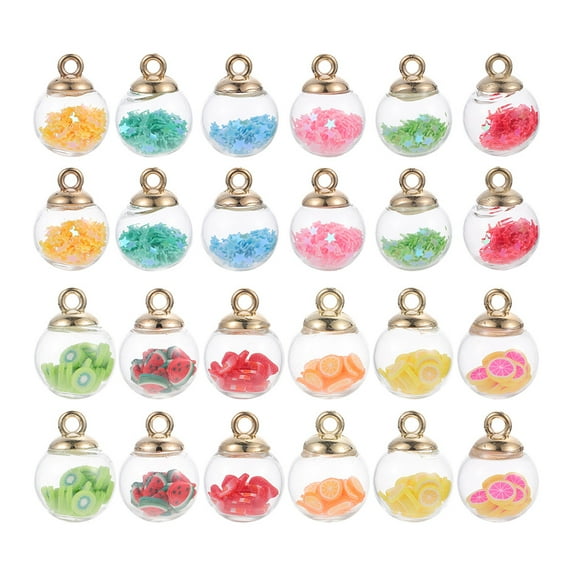 TUIBELY 30pcs Colorful Mixed Glass Charms for Jewelry Making