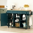 thumbnail image 3 of "HLR Large Versatile Folding 51.7"" W Rolling Kitchen Island with Storage, Green", 3 of 8