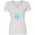 thumbnail image 3 of Inktastic Christmas Blue Ice Snowflake Women's V-Neck T-Shirt, 3 of 5