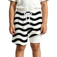 thumbnail image 2 of Ruiwill Toddler Boys Swim Trunks With Liner Summer Swimming Swimming Shorts Soft Fabric Side Pockets Stripe Print Boys Bathing Suit Size 2-3 Years Black, 2 of 3