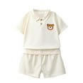 thumbnail image 3 of Cethrio Outfit Sets for Boys Girls, Summer Casual Hooded Shirts and Shorts Set Beige Size 5 T, 3 of 9
