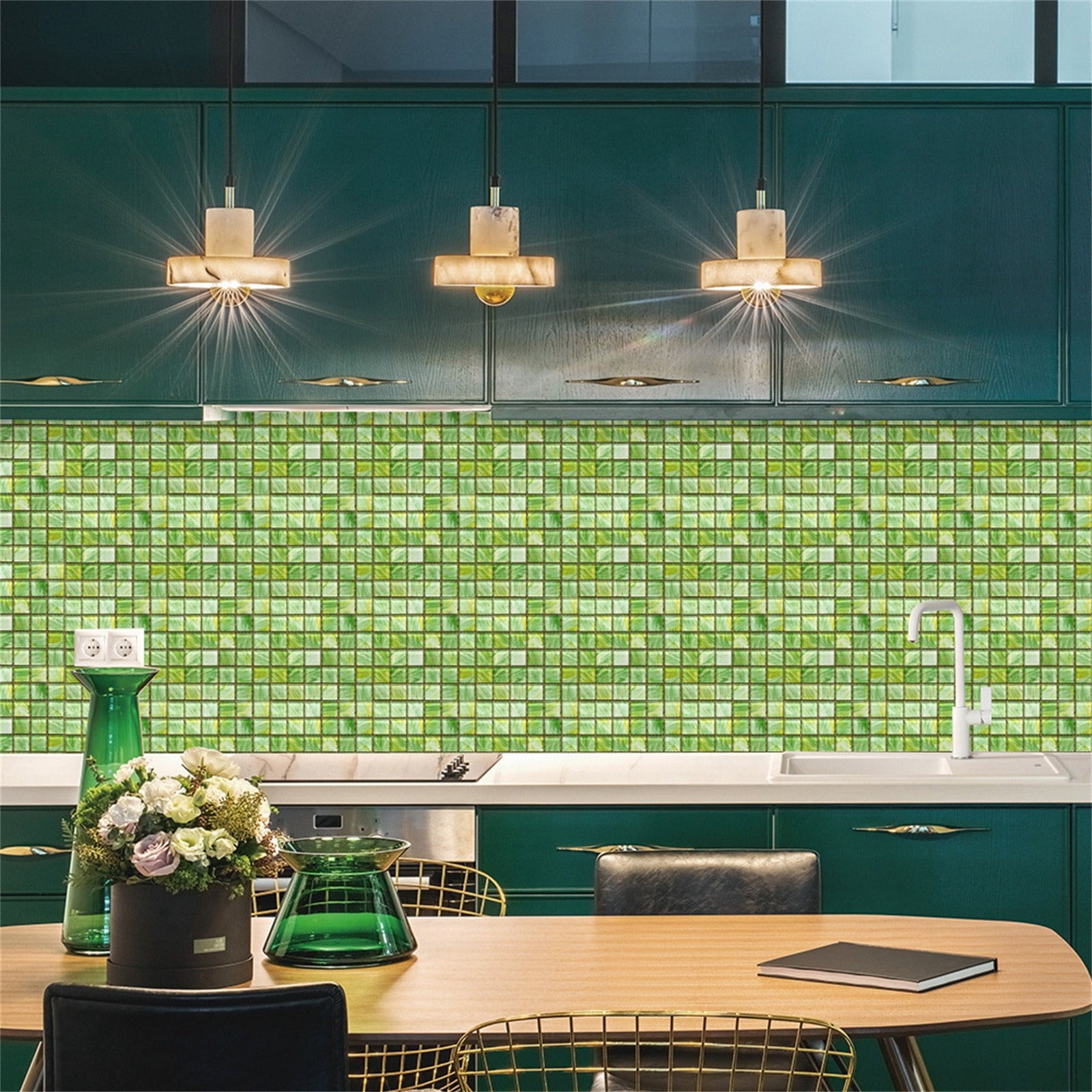 Peel and Stick Backsplash 10-Sheet Mosaic Backsplash for Kitchen Wall Waterproof Peel and Stick Backsplash Tile Peel and Stick for Bathroom Kitchen Cabinet Shower 4"x4"