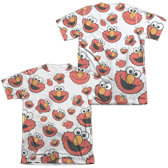 Sesame Street - Elmo Face Pattern (Front/Back Print) - Short Sleeve Shirt - Medium