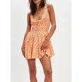 thumbnail image 3 of Women's Floral Scoop Neck Mini Dress with Ruched Bodice and Ruffle Hem in 100% Polyester for All Day Everyday Comfort, 3 of 8