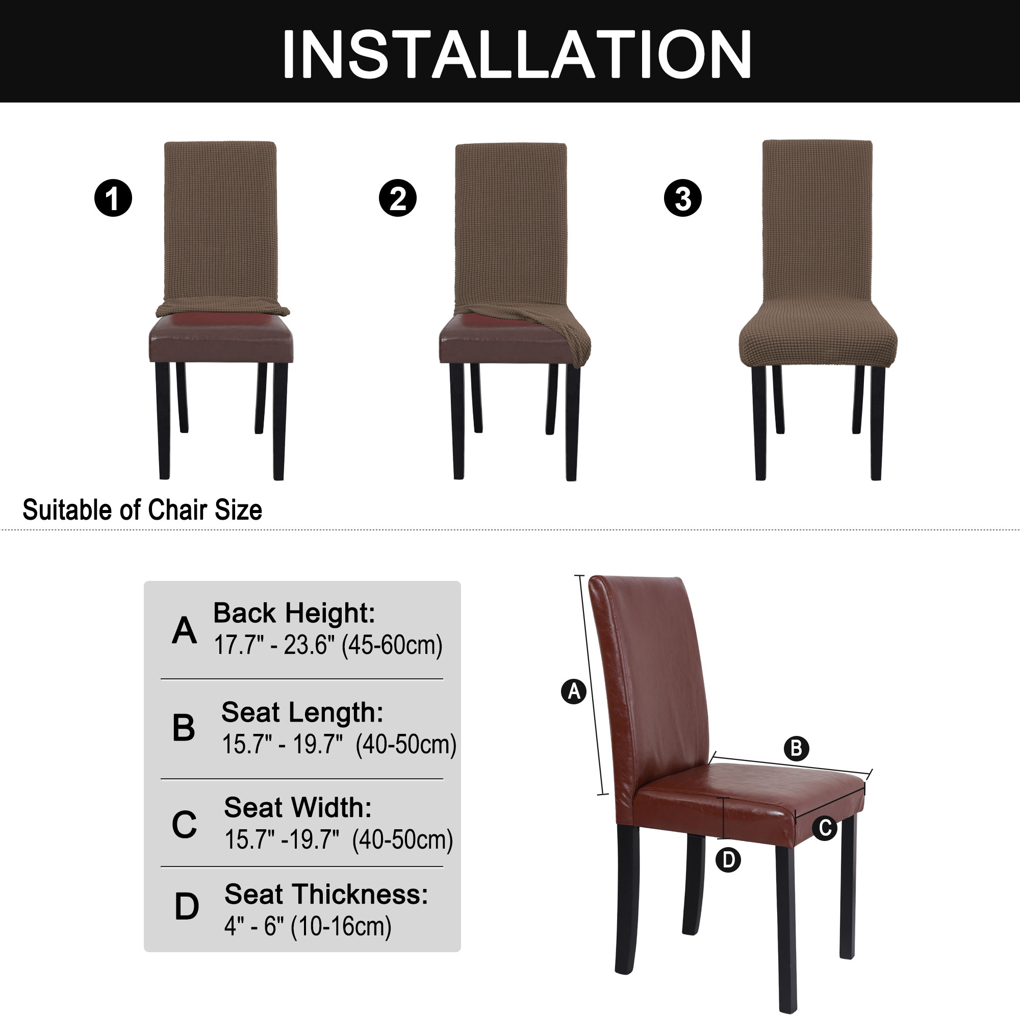 Unique Bargains Knit Spandex Seat Cover for Dining Chair Slipcovers Brown