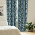 thumbnail image 2 of Ambesonne Flower Curtains, Blue Blossoms on Grid, Pair of 28"x95", Charcoal Grey Yellow, 2 of 5
