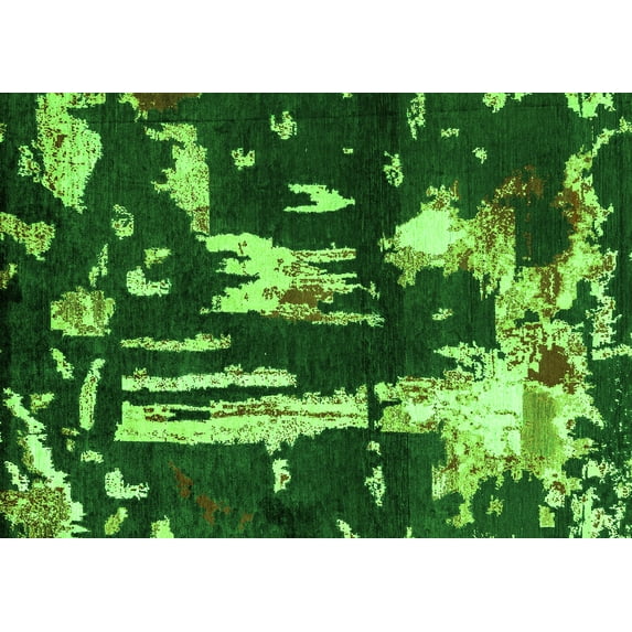 Ahgly Company Indoor Rectangle Oriental Green Modern Area Rugs, 2' x 4'