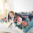 thumbnail image 3 of Castle Fairy Retro Flat Sailboat Puffin 7-Piece Twin Bedding,Pink Rose Seagull Calm Seascape Print Bedding Comforter Set,Cream Azure,Navy Blue Reversible, 3 of 7