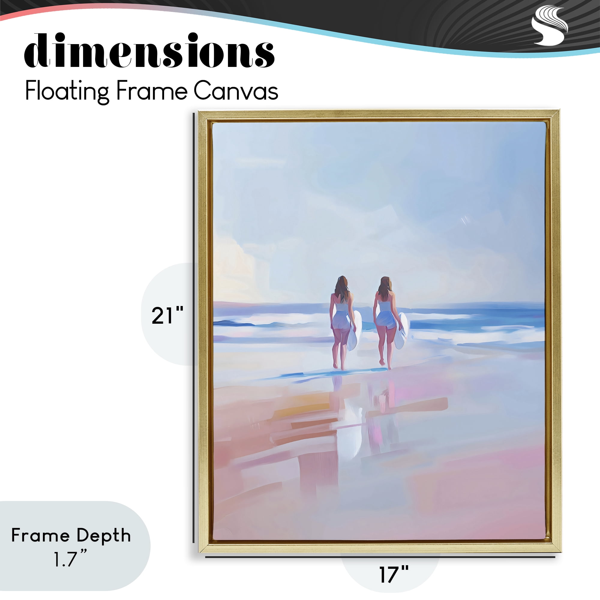 Stupell Industries Heading To Surf at Dawn Gold Framed Floater Canvas Wall Art, design by The Prints Vibe
