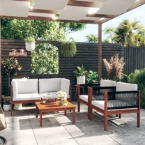 vidaXL 5 Piece Patio Lounge Set with Cushions Cream Solid Acacia Wood