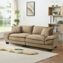 Dinosisco 84"L Deep Seat Sofa, Corduroy Upholstered Sleeper Couch for Living Room, Khaki