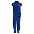 thumbnail image 5 of Scrubs for Women Sets with Pockets Short Sleeve V-Neck Blouse Elastic Waist Pants Casual Loose Solid Color Nurse Suit, 5 of 10