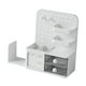 thumbnail image 3 of Organizador de escritorio con cajón, caja de almacenamiento de papelería, estante, organizador de maquillaje de tablero perforado simple para tocador, Blanco, 3 of 8