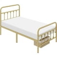 thumbnail image 3 of Fullfurnique Metal Platform Bed with High Headboard and Footboard for Adults, Twin, Antique Gold, 3 of 8