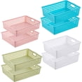thumbnail image 1 of 8 Pack A4 Size Plastic Baskets with Handles, Colorful Paper Trays for Organizing, Stackable Classroom Storage Bins for Home Office School, 1 of 7