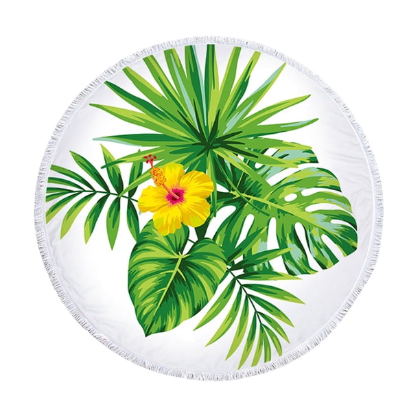 Xihbxyly Toalla de Playa Tropical, Diseño Redondo Extragrande, Microfibra Supersuave, Secado Rápido para Aventuras Al Aire Libre, Camping, Yoga y Piscina, 150 X 150 Cm, Detalle de Borlas.