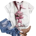 thumbnail image 5 of HOMBOM T-Shirts for Women Easter Graphic Tees Short Sleeve Pink Summer Bunny Print Crew Neck Ladies Tops, 5 of 5