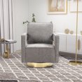 thumbnail image 2 of Swivel Accent Chair, Modern Swivel Accent Open Back Chair with Gold Stainless Steel Base Comfy Chenille Sofa Chair with 360 Degree Swiveling Leisure Club Chair Arm Chair for Living Room, Grey, 2 of 7