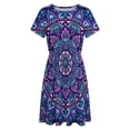 thumbnail image 4 of Mandala Purple Dress Summer Street Style Dresses Female Short Sleeve Printed Sundress, 4 of 7