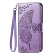 thumbnail image 1 of Funda tipo libro con tapa para iPhone 14 Pro Max, de piel sintética con relieve de mariposa, tarjetero, correa para la muñeca, 1 of 5