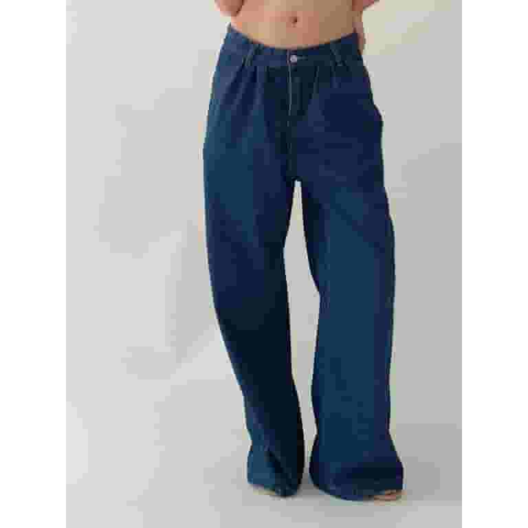 【I AM MARI】Rollbin Wide Denim Slacks Pants Women's Baggy Jeans Fashion Mid Rise Wide Leg Denim Pants
