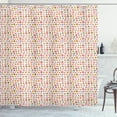 thumbnail image 1 of Dessert Shower Curtain, Confectionary Pattern of Pretzels and Candies on Pinky Polka Dotted Background, Fabric Bathroom Set with Hooks, 69W X 84L Inches Extra Long, Multicolor, by Ambesonne, 1 of 3