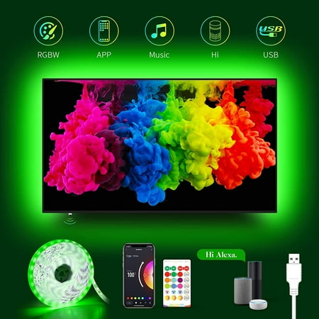 

LED Lights for 75 80 Inch TV 17.3Ft USB Smart WiFi TV LED Backlight Music Sync Compatible with Alexa LED Strip Lights Color Changing for 75-80 inch TV RGBW 6500K Bias Lighting APP Control