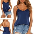 thumbnail image 4 of VIDUSSA Womens Pack Silk Satin Tank Tops V Neck Casual Cami Sleeveless Camisole Blouses Basic Tank Shirt 2 Pack Black+Blue XXL, 4 of 5