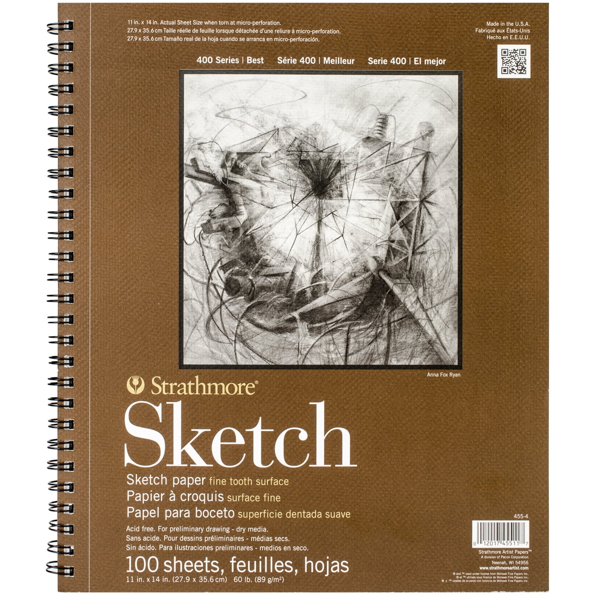 5.5"X8.5" Strathmore Toned Tan Spiral Sketch Book 400 Series Best 50 Sheets. 