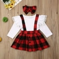 thumbnail image 2 of Toddler Kid Girls Christmas Clothing Set Lace Ruffles Tops+Plaid Skirts Red Dress Xmas Kid Costumes, 2 of 7