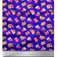 thumbnail image 1 of Soimoi Blue Cotton Jersey Fabric Lotus Floral Print Print Fabric by the Yard 64 Inch Wide, 1 of 3