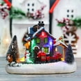 thumbnail image 2 of Casa con luces LED de colores, escena de nieve, cabaña luminosa, decoración navideña, regalo de Navidad de resina., 2 of 7