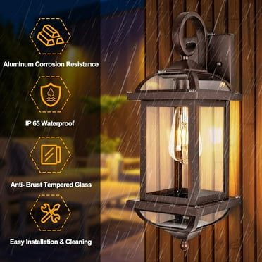 18” Large Outdoor Light Fixtures Oil Rubbed Bronze 2 Pack, Exterior Lights House Porch Lights Outside Sconces Anti-Rust Aluminum Patio Wall Lanterns Brown Wall Mount Lamps, IP65 Waterproof