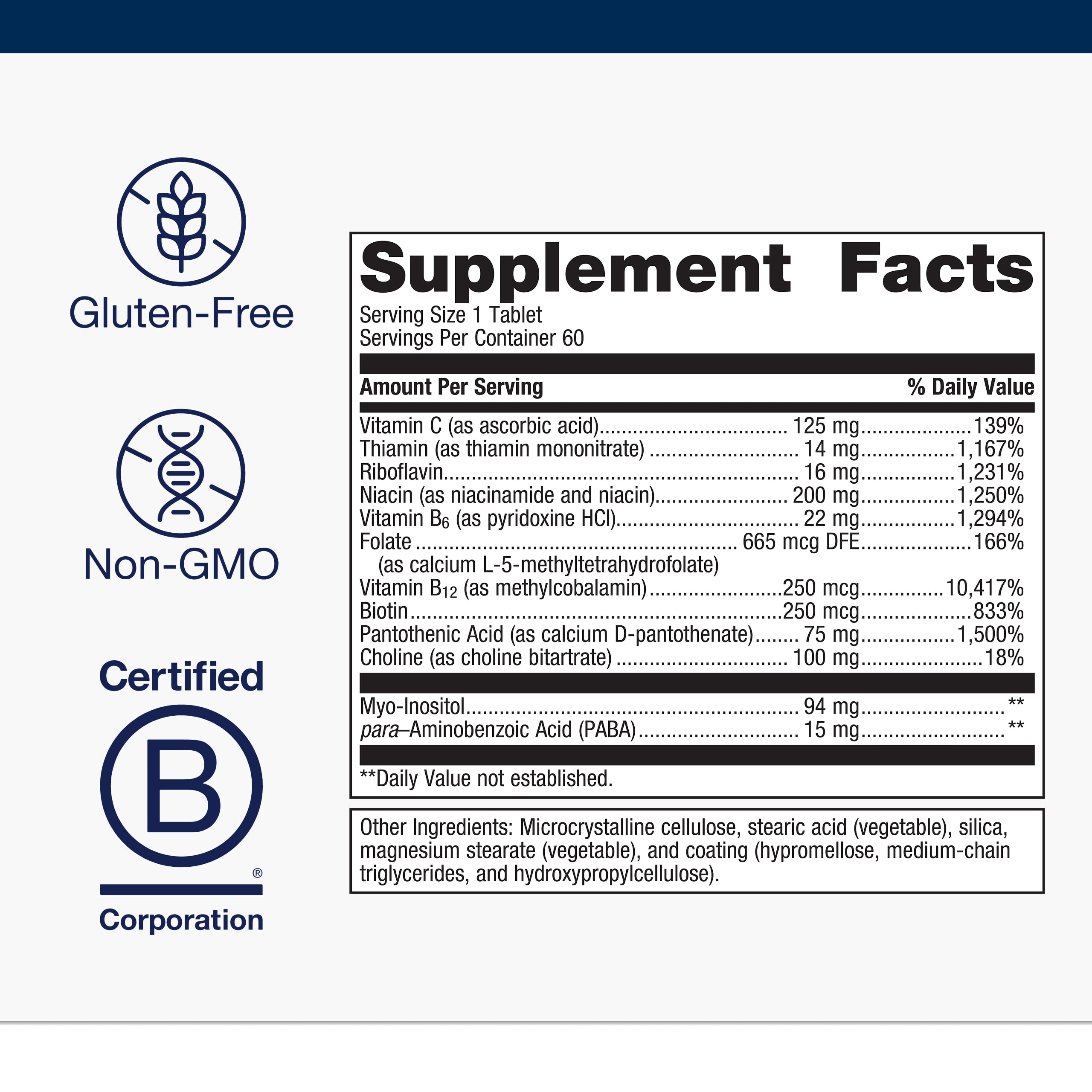 Metagenics Vitamin B-Complex - Energy Support & Healthy Stress Response* - With Vitamin B6 & B12 - Vegetarian & Gluten-Free - 60 Tablets