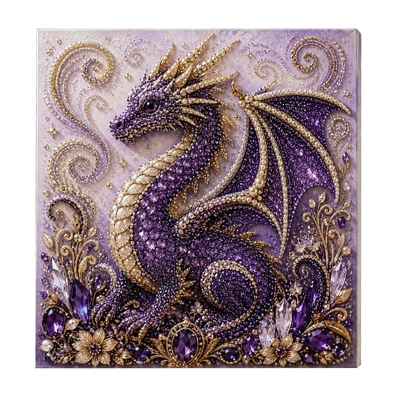 Diamond Painting Kits for Adults Dragon, 3D Special Shape Diamond Art Kits for Beginners, Crystal Rhinestones Diamond Painting for Home Wall Decoration Gift, Animal(Purple), 7.87in