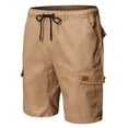 thumbnail image 2 of Elainilye Fashion Men Cargo Shorts Baggy Running Shorts Multiple Utility Pockets Elastic Waist Cotton Hiking Shorts,Brown, 2 of 8