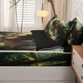 thumbnail image 5 of Homewish Retro Dinosaur Zipper Twin Comforter Sets with Fitted Sheet and 2 Pillowcases,Woodland Animals Zipper Bedding Set,Green Palm Tree Decor,Black Reversible,4pcs, 5 of 8
