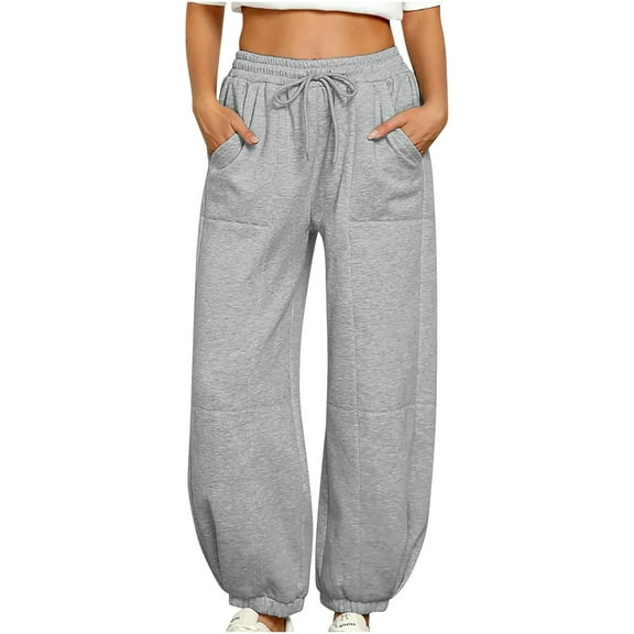 successthop Womens Jogger Sweatpant Fleece Drawstring Pants ELastic Solid Sportpants with Pockets High Waist Trousers