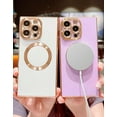 thumbnail image 4 of iPhone 12 Pro Max Case Magnetic for Women Men [Compatible with MagSafe] with Camera Lens Protection,Cute Slim Luxury Plating Soft TPU Reinforced Corners Cover Case,Light Purple, 4 of 16