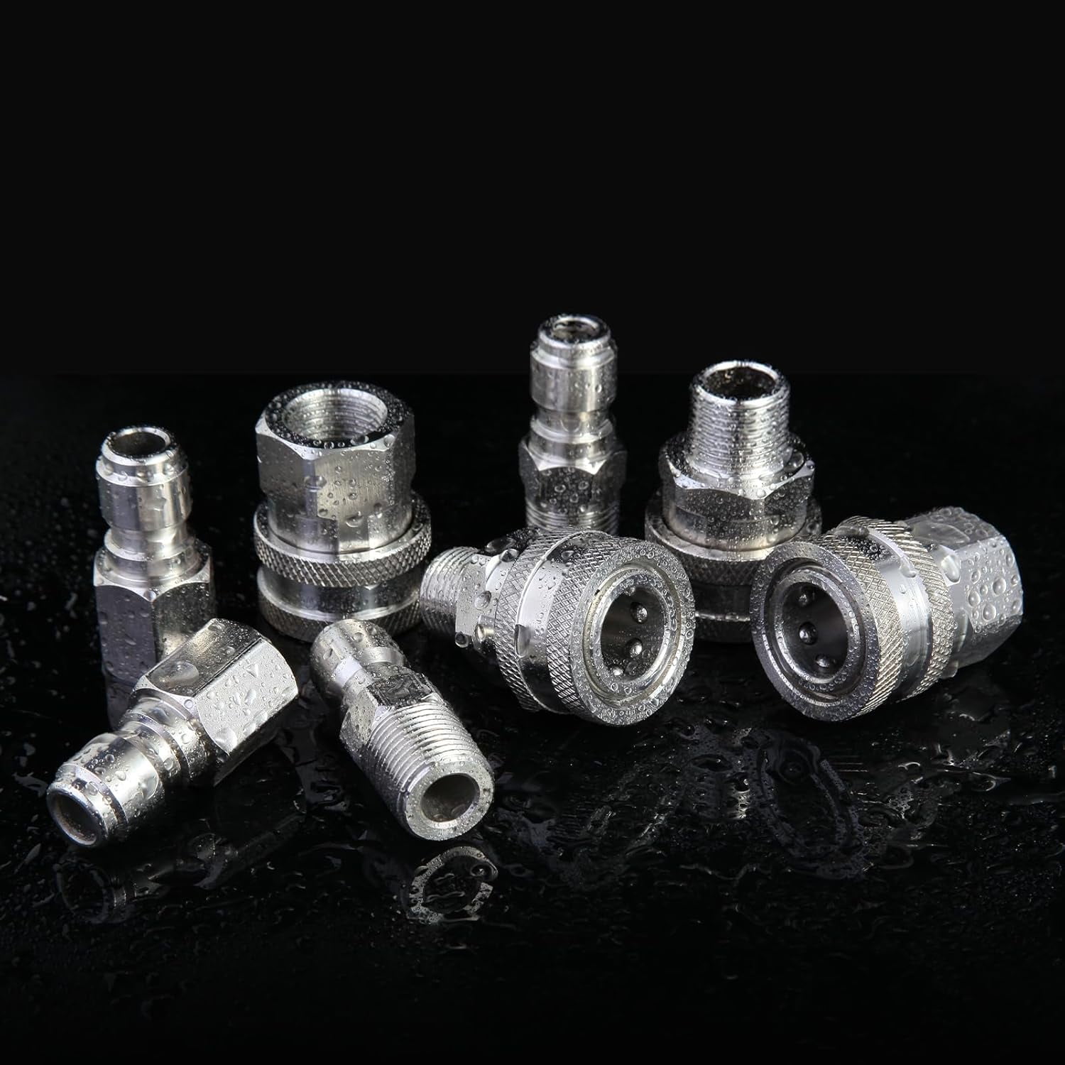 HRTGFD-8 PCS Pressure Washer Quick Connect Kit - 3/8 Quick Connect Hose Fittings, Stainless Steel Hose Connectors for Power Washer and Garden, 5000 PSI